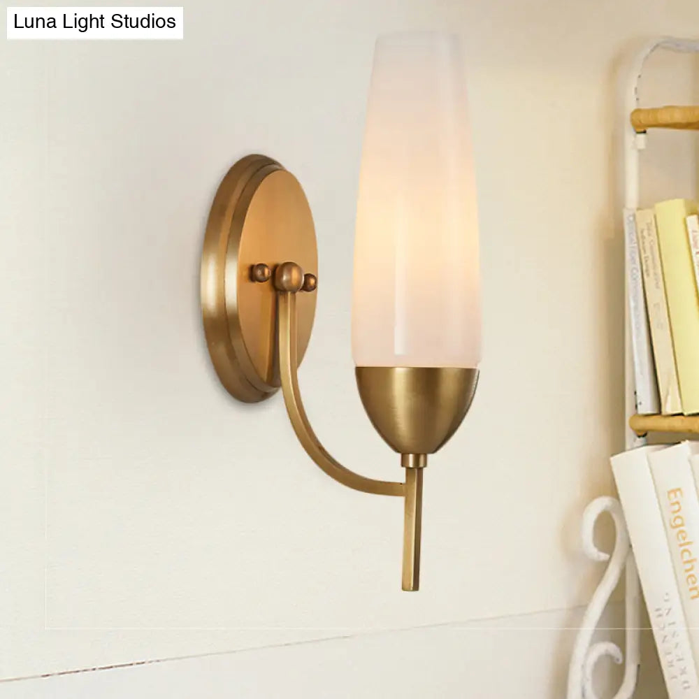 DecorBites™ DecorBites™ Modern Brass Wall Sconce Light with Milky Glass Shade