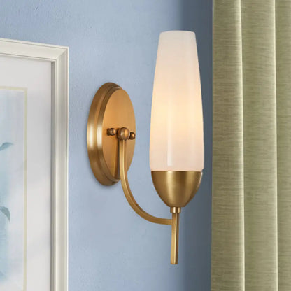 DecorBites™ DecorBites™ Modern Brass Wall Sconce Light with Milky Glass Shade