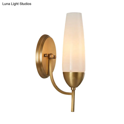 DecorBites™ DecorBites™ Modern Brass Wall Sconce Light with Milky Glass Shade