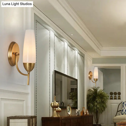 DecorBites™ DecorBites™ Modern Brass Wall Sconce Light with Milky Glass Shade