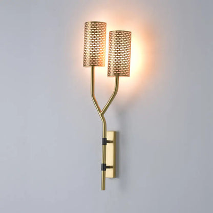 DecorBites™ DecorBites™ Modern Brass Wall Sconce with Cylindrical Metal Shade for Bedroom