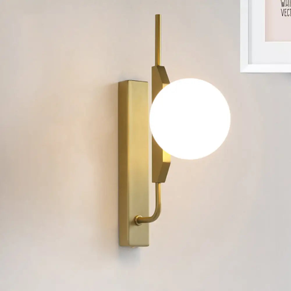 DecorBites™ DecorBites™ Modern Brass Wall Sconce with Sphere Glass Shade - LED Bedroom Lighting in Smoky/White/Amber