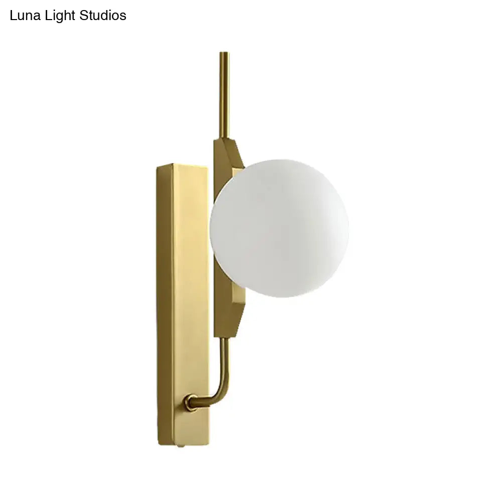 DecorBites™ DecorBites™ Modern Brass Wall Sconce with Sphere Glass Shade - LED Bedroom Lighting in Smoky/White/Amber