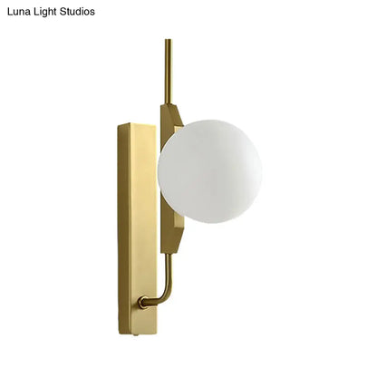 DecorBites™ DecorBites™ Modern Brass Wall Sconce with Sphere Glass Shade - LED Bedroom Lighting in Smoky/White/Amber