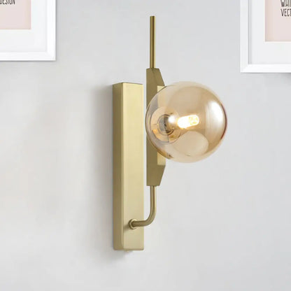 DecorBites™ DecorBites™ Modern Brass Wall Sconce with Sphere Glass Shade - LED Bedroom Lighting in Smoky/White/Amber