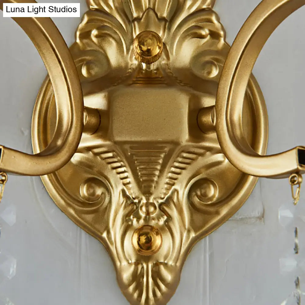 DecorBites™ DecorBites™ Modern Brass Wall Sconce with Teardrop Crystal - Flush Mount, 1/2 Lights