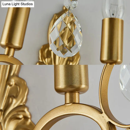 DecorBites™ DecorBites™ Modern Brass Wall Sconce with Teardrop Crystal - Flush Mount, 1/2 Lights