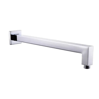 Chrome-finished rectangular shower arm with square mounting plate for decorbites bright chrome led rainfall shower head