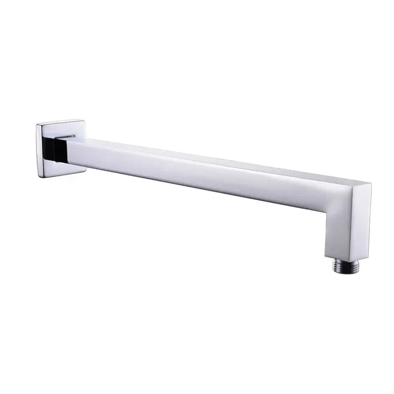 Chrome-finished rectangular shower arm with square mounting plate for decorbites bright chrome led rainfall shower head