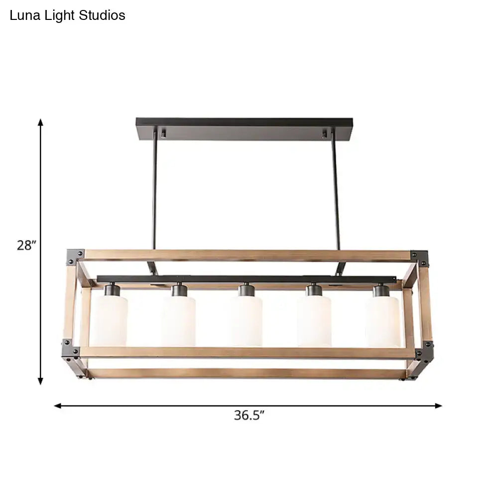 Decorbites black traditional dining room island pendant light with rustic wood frame and milky glass shades 220v-240v 110v-120v
