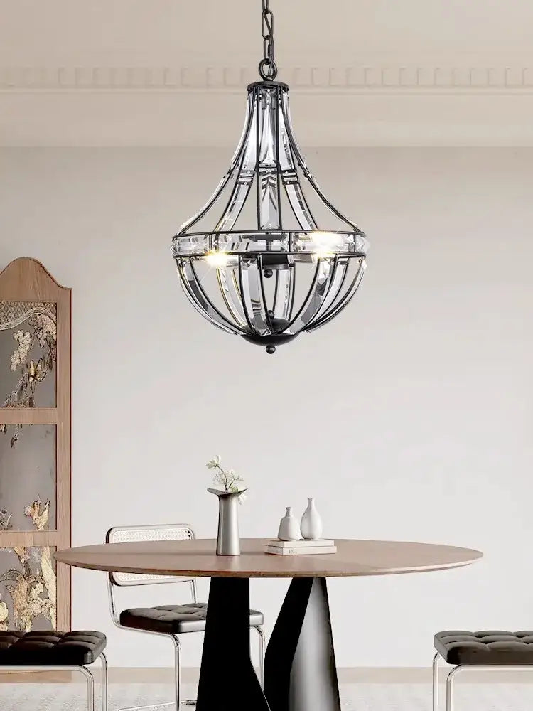 Modern bronze black chrome gold globe led chandelier with black metal cage design and clear glass panels for living room decorbites bronze black