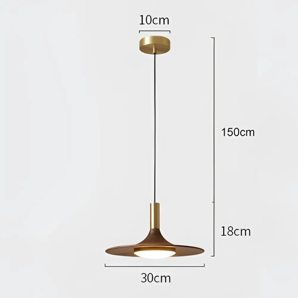 A modern brass pendant light with a sleek flared shade from decorbites black walnut ufo collection for dining room decor
