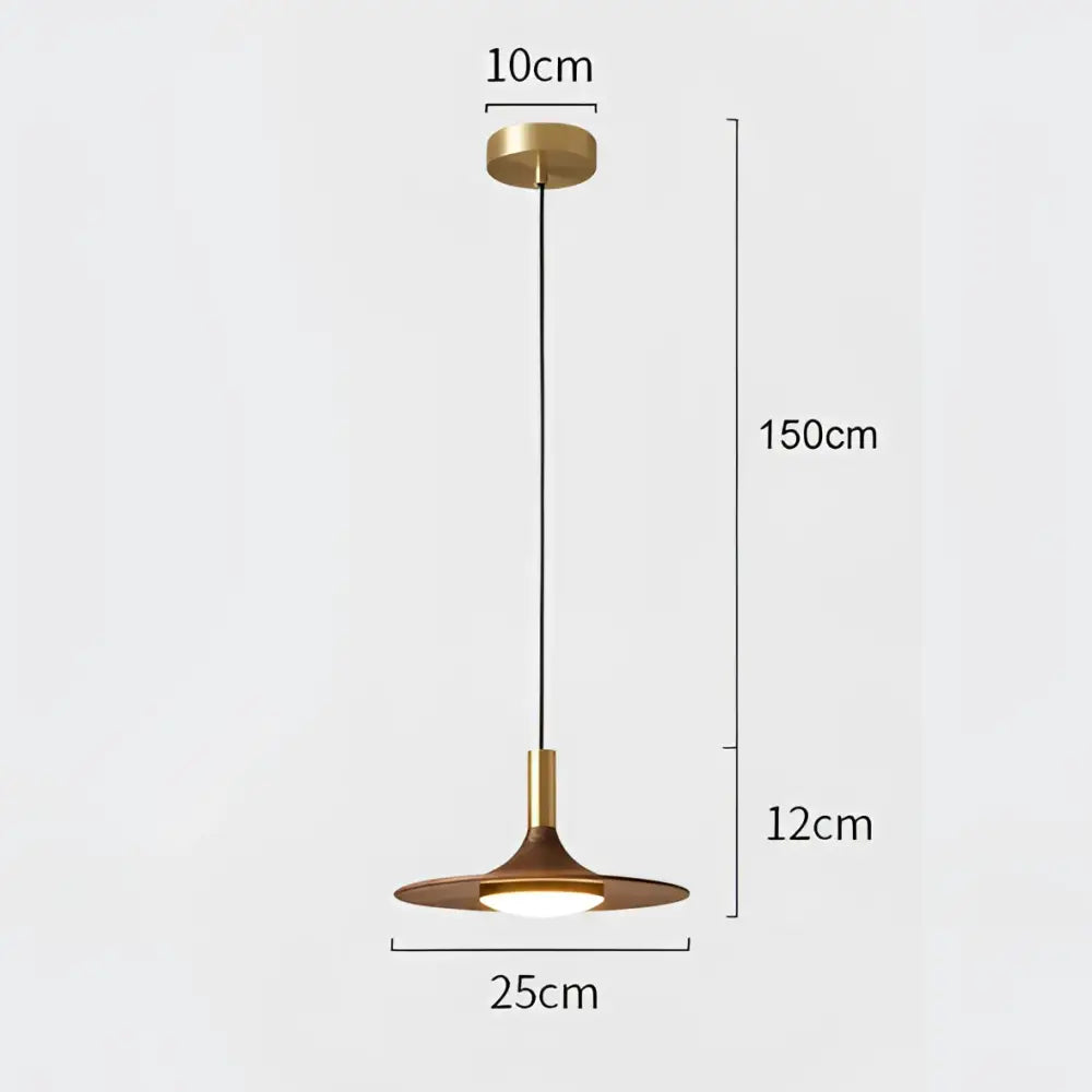 Modern brass pendant light with disc-shaped shade in decorbites black walnut ufo design for dining room decor