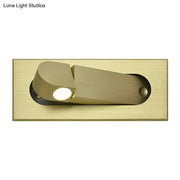 Modern bronze and coffee rectangular wall lamp in brushed brass with integrated led light for natural warm bedroom lighting