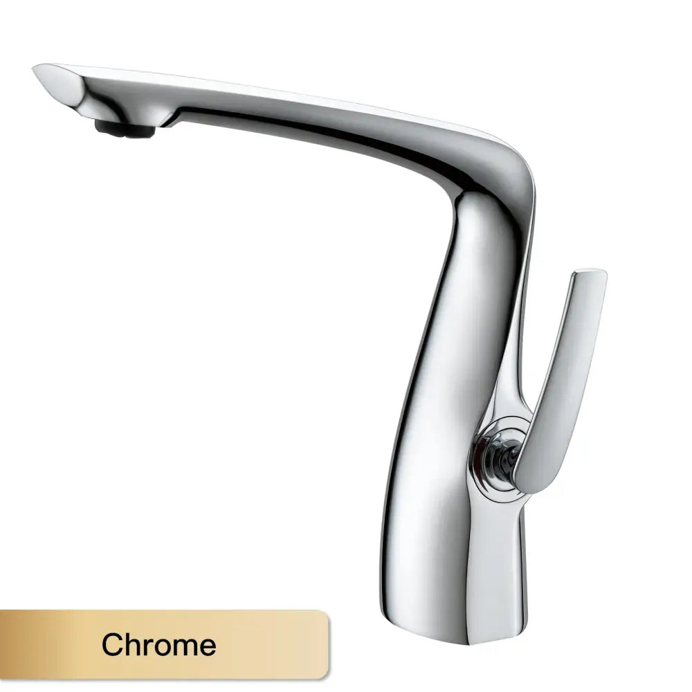 Modern solid brass contemporary single-hole kitchen faucet with chrome finish ceramic valve core and curved lever handle