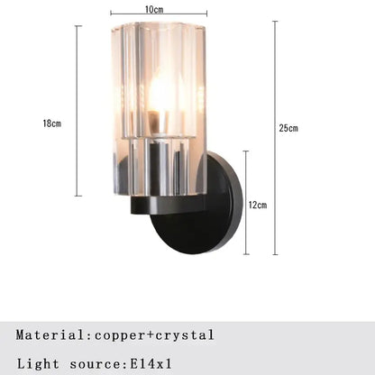 Modern wall lamp with bronze copper crystal shade and black base for bedroom lighting decorbites bronze copper style