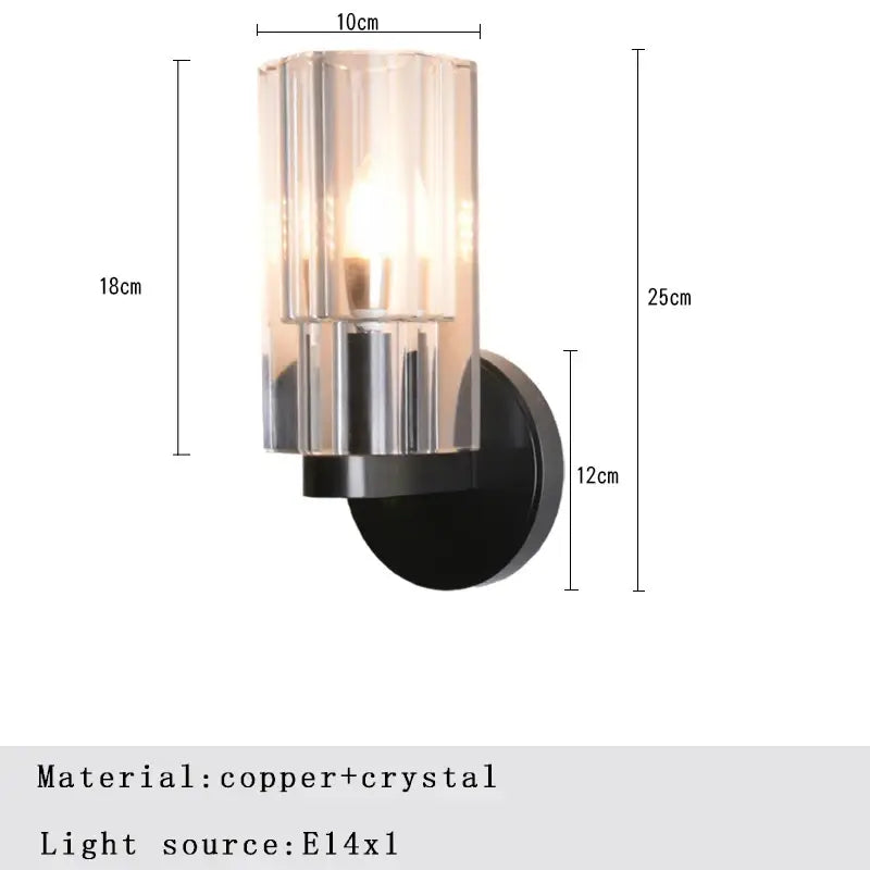 Modern wall lamps with decorbites bronze copper base and faceted crystal shade for elegant bedroom lighting