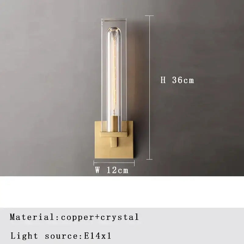 Modern bronze copper crystal wall lamps featuring a brass base and clear crystal housing with edison bulb for bedroom decorbites wall lamps