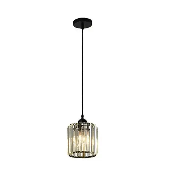 Modern bronze decorbites crystal trio pendant light with black cylindrical faceted glass shade for dining room decor