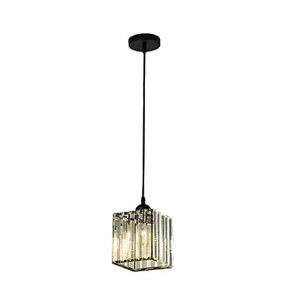 Black pendant light with cube-shaped glass shade of vertical crystal rods decorbites crystal trio pendant for dining room