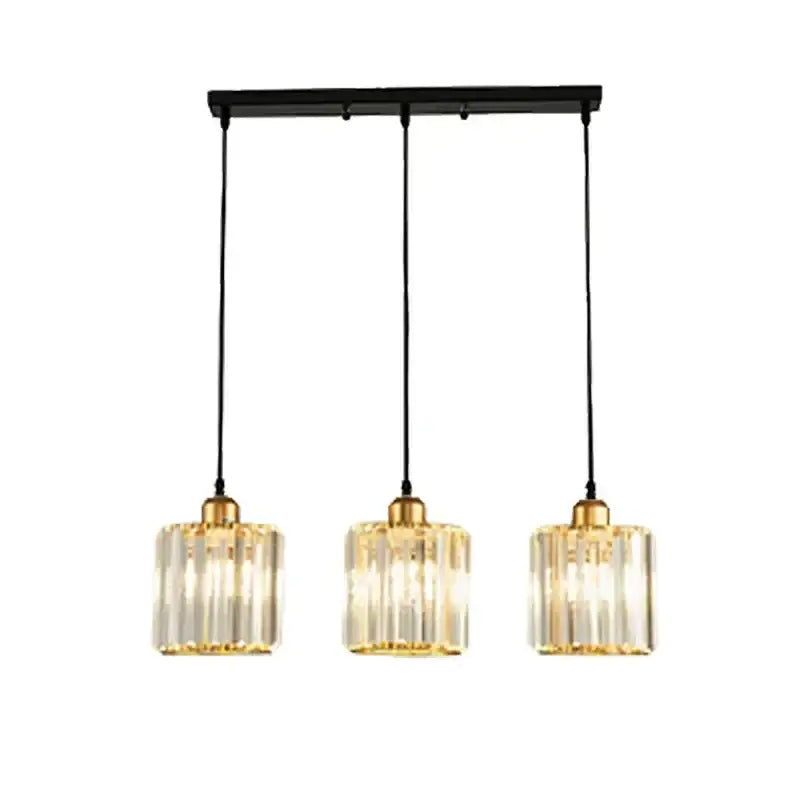 Modern bronze crystal trio pendant light with black metal frame and gold fixtures featuring clear glass shades for dining room decorbites crystal trio pendant