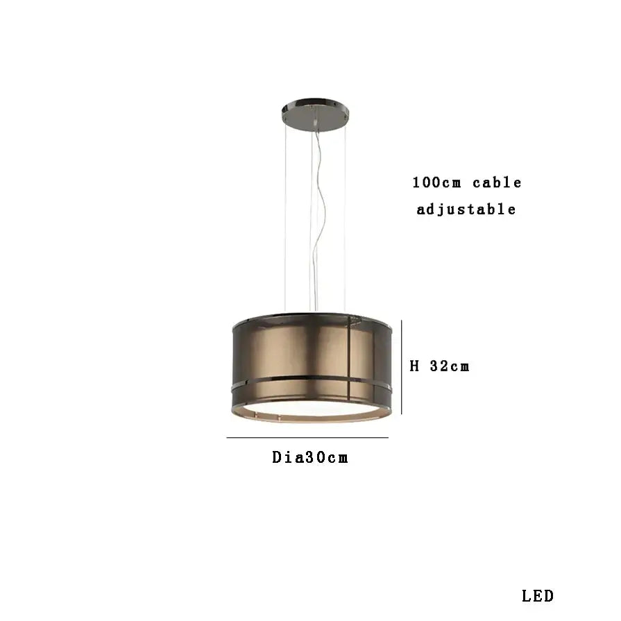 Modern bronze pendant light with designer fabric ceiling and sleek led illumination for dining room decorbites design