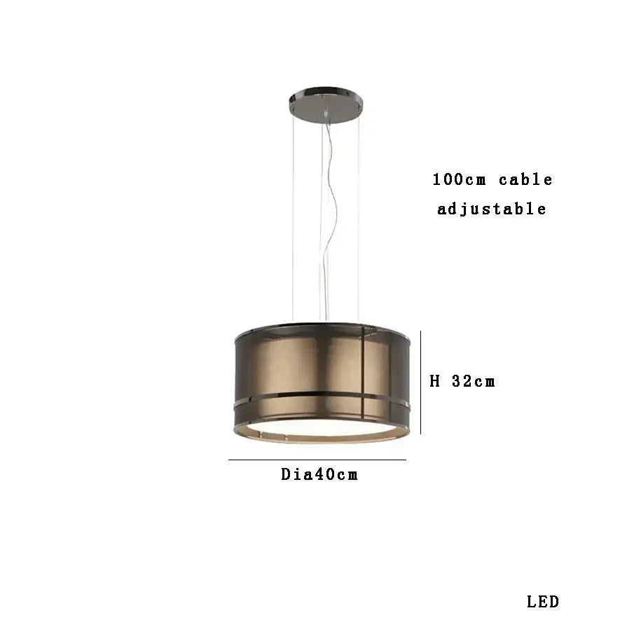 Modern bronze pendant light with minimalist cylindrical design and led illumination for designer fabric ceiling decorbites