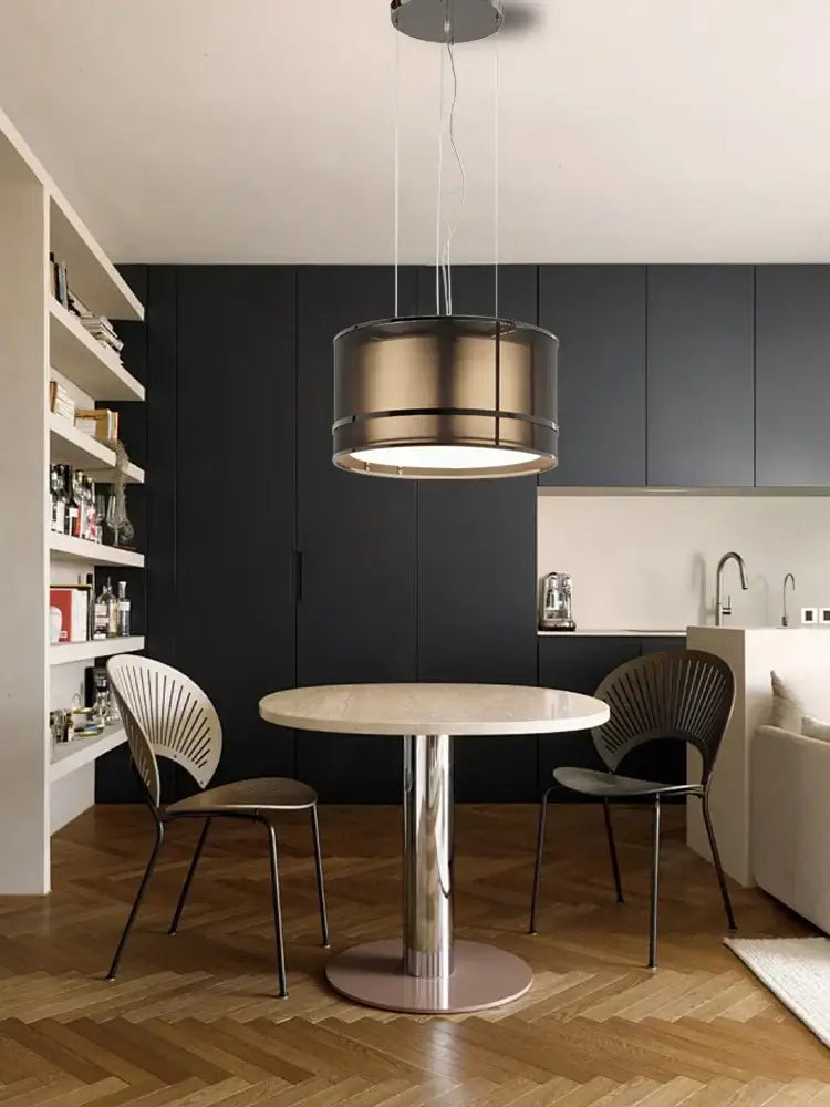 Modern bronze designer fabric ceiling pendant light with brushed brass finish and minimalist decorbites designer fabric style