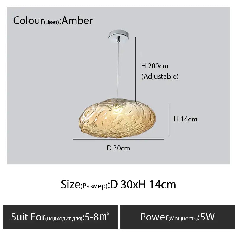 Modern bronze glass cloud chandelier pendant lamp with amber irregular textured glass and chrome ceiling mount for decorbites