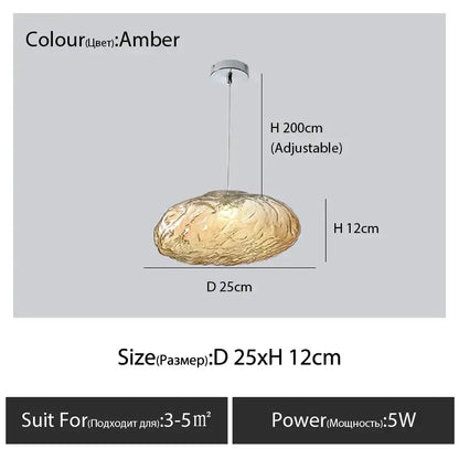 Modern bronze glass cloud chandelier pendant lamp with amber textured glass and chrome ceiling mount by decorbites