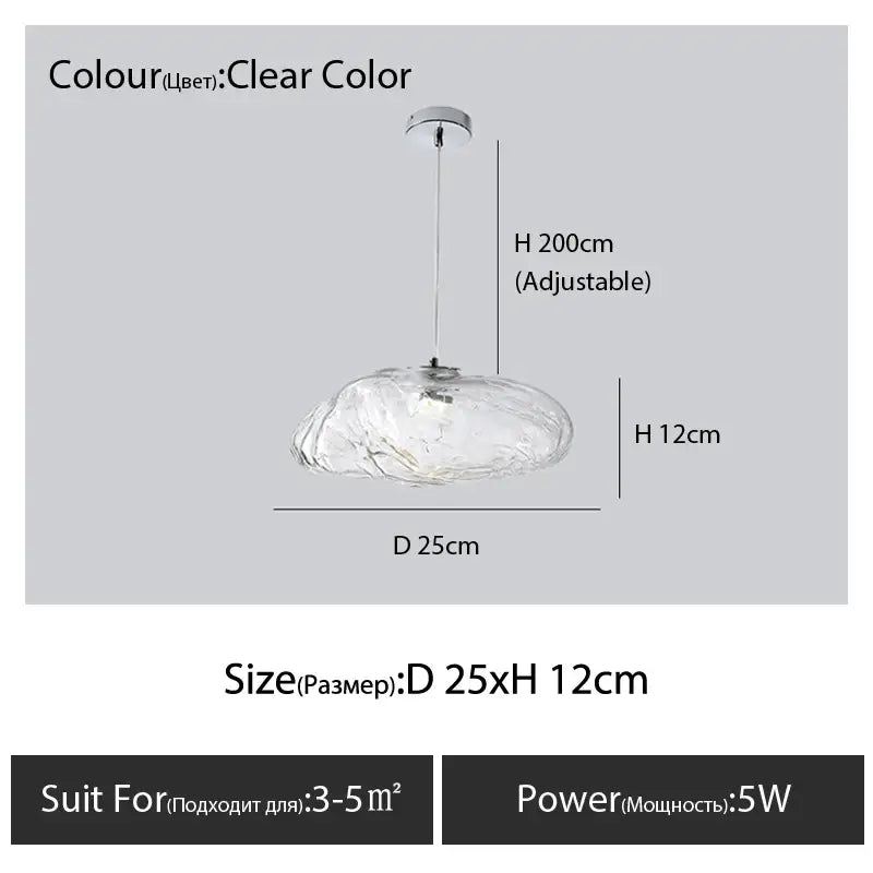 Modern bronze glass cloud chandelier pendant lamp with clear glass shade chrome ceiling mount and adjustable chain