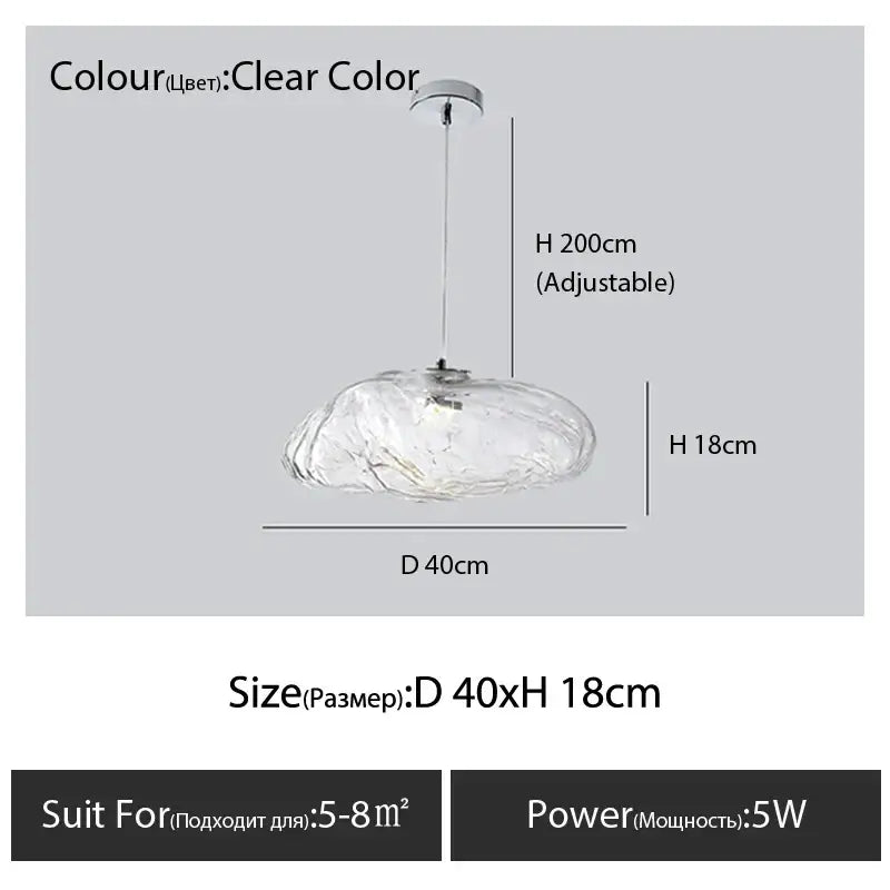 Modern bronze glass cloud chandelier pendant lamp with clear textured glass and chrome ceiling mount for staircases