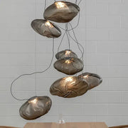 Modern bronze glass cloud chandelier pendant lamp with organic shape and textured metallic finish for elegant decorbites decor