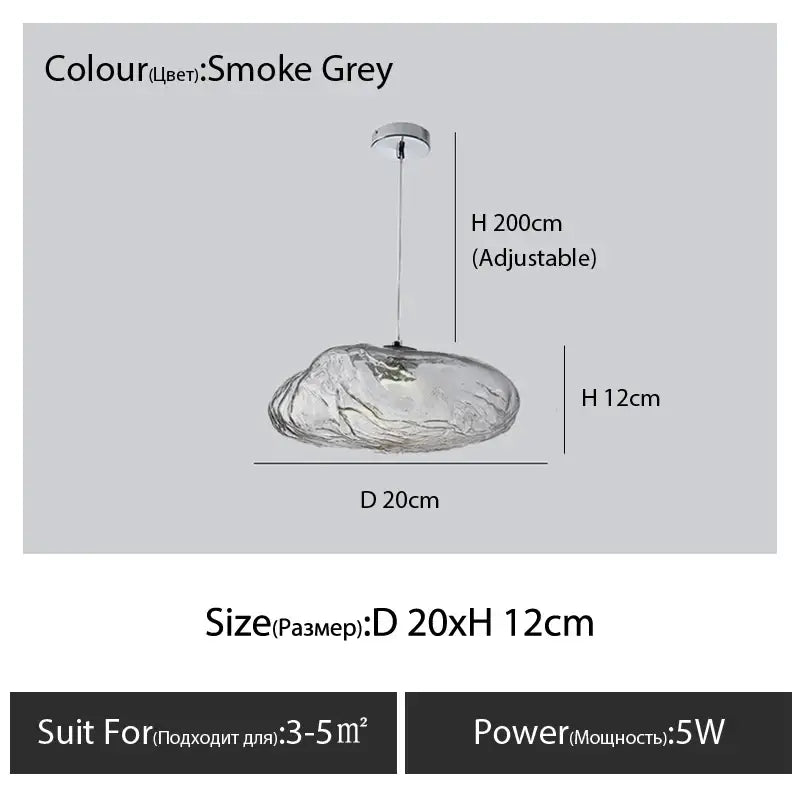 Modern bronze glass cloud chandelier pendant lamp with smoke grey glass and chrome ceiling mount for decorbites glass cloud