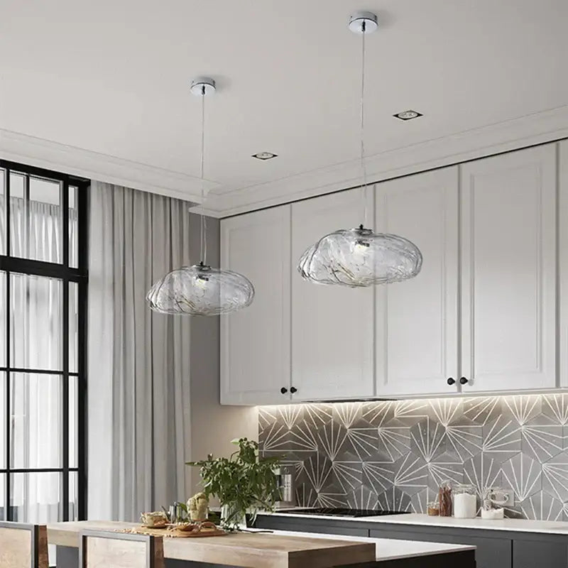 Two translucent bronze glass cloud chandelier pendant lamps with textured surface for modern decorbites pendant lamp