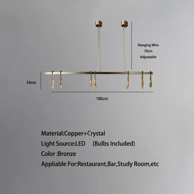 Modern bronze led crystal hanging lamp with six LED light fixtures for living room decorbites bronze led lighting