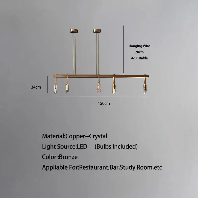 Modern bronze led crystal hanging lamp with five hanging led bulbs for living room decorbites bronze led lighting