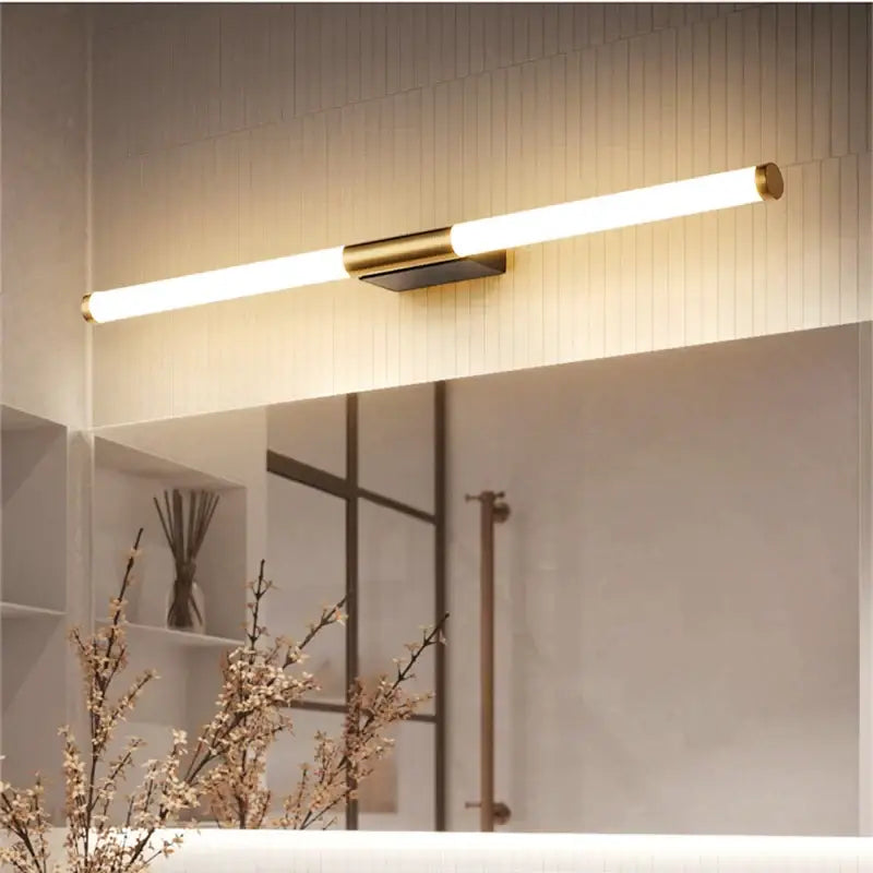Modern bronze led mirror front wall lamp with gold finish and warm white decorbites bronze led illumination for vanity