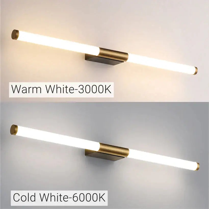 Modern decorbites bronze led mirror wall lamp with brass finish and adjustable warm or cool white illumination for bathroom vanity