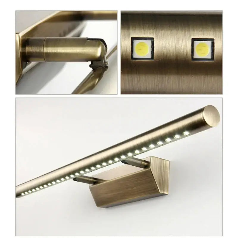 Modern bronze led mirror light fixture with brass finish and sleek elongated bar design for luxury bathroom decorbites bronze led wall-mounted lighting