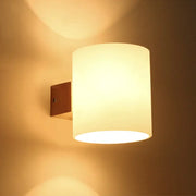 Modern bronze led wooden wall sconce with frosted glass shade and matte bronze bracket for bedroom decorbites led wooden wall