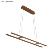 Modern bronze rectangular pendant light with sleek design, white light led strips, and bulb included for kitchen use