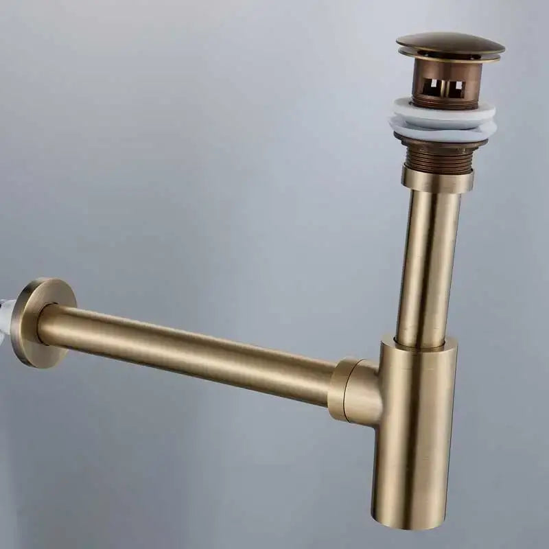 Modern bronze round siphon bottle trap bathroom sink drain pipe in antique brass with white rubber gasket decorbites bronze round