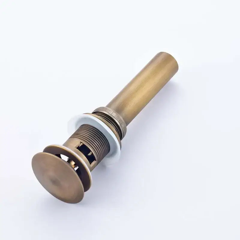 Modern bronze round siphon bottle trap bathroom sink drain pipe in antique brass with threaded stem and circular flange