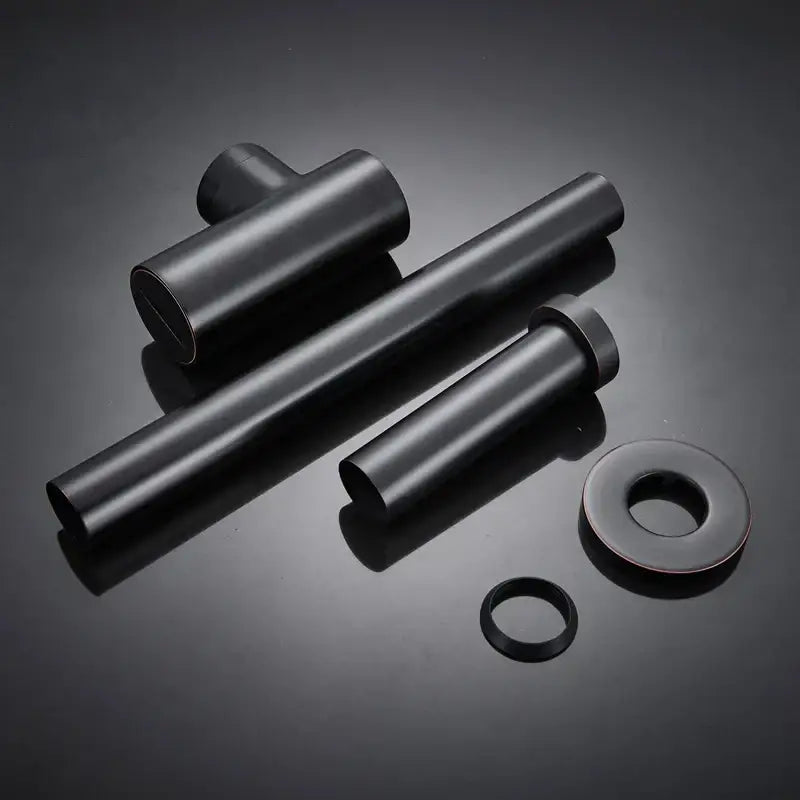 Black matte finished metal pipe fittings and washers for decorbites bronze round siphon bathroom sink drain pipe