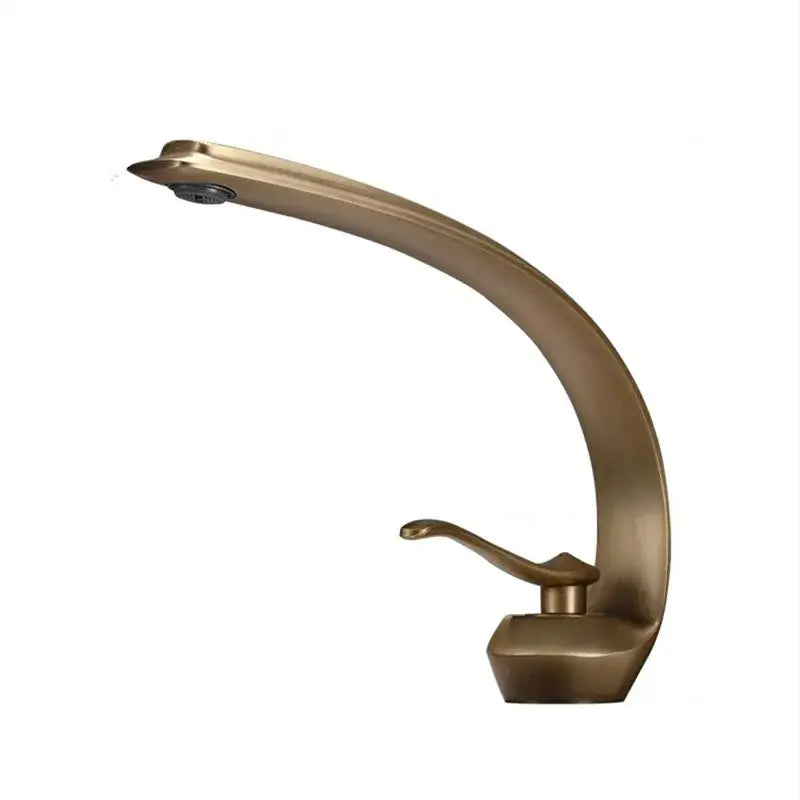 Modern decorbites bronze waterfall bathroom faucet in brass finish with sleek curved design and single lever handle