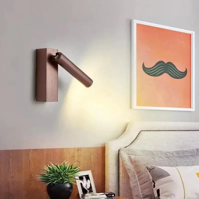Modern bronze wooden led wall light with sleek articulated arm for bedroom reading decorbites led wall lamp