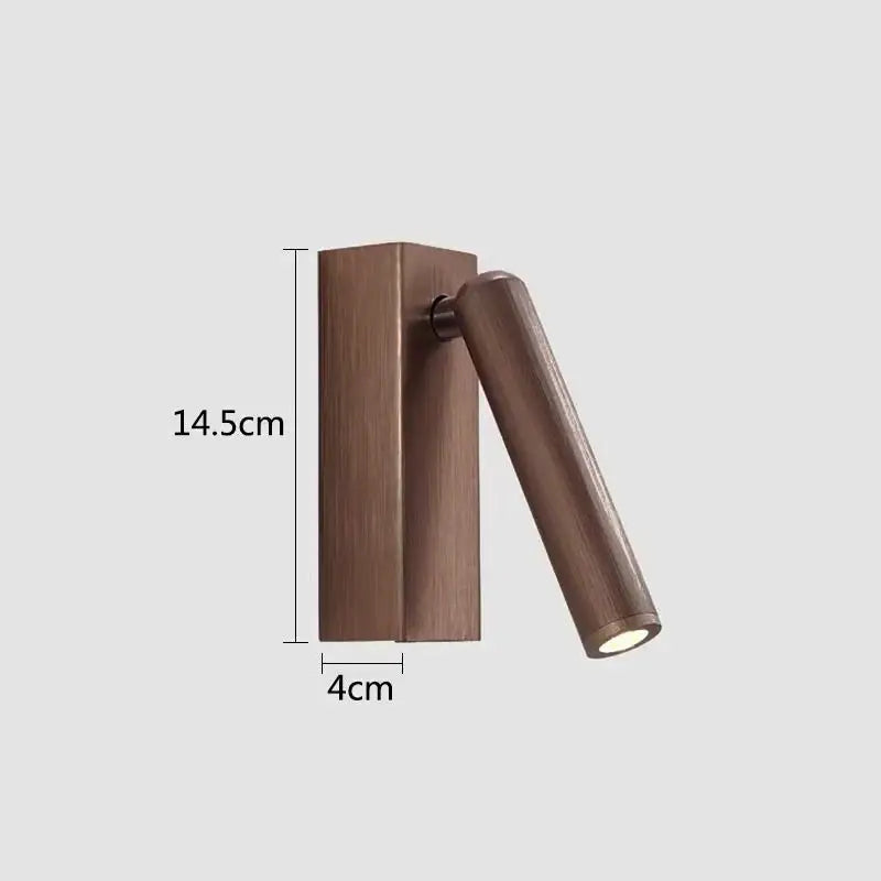 Modern bronze wooden led wall light with sleek cylindrical adjustable head ideal for bedroom reading decorbites led wall lamp