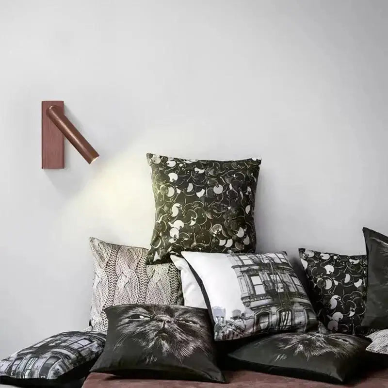 Modern bronze wooden led wall light with a sleek copper finish and minimalist rectangular base for bedroom reading lamp decorbites led wall