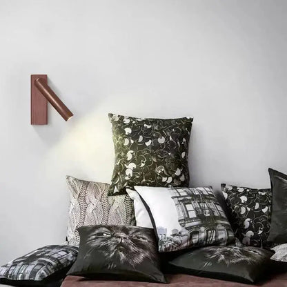 Modern bronze wooden led wall light with a sleek copper finish and minimalist rectangular base for bedroom reading lamp decorbites led wall